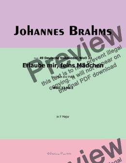 page one of Brahms-Erlaube mir,feins Madchen,WoO 33 No.2,in F Major