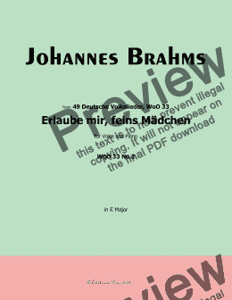 page one of Brahms-Erlaube mir,feins Madchen,WoO 33 No.2,in E Major