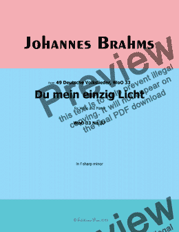 page one of Brahms-Du mein einzig Licht,WoO 33 No.37,in f sharp minor