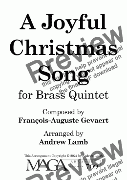 page one of François-Auguste Gevaert | A Joyful Christmas Song | for Brass Quintet