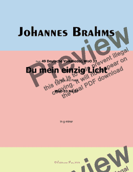 page one of Brahms-Du mein einzig Licht,WoO 33 No.37,in g minor