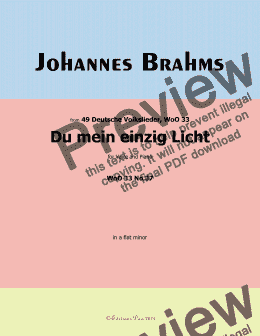 page one of Brahms-Du mein einzig Licht,WoO 33 No.37,in a flat minor