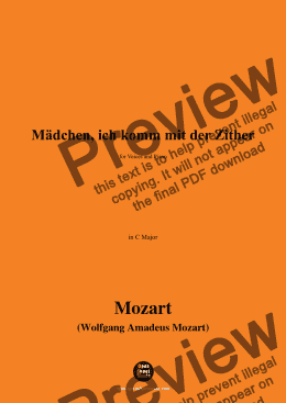 page one of W. A. Mozart-Mädchen,ich komm mit der Zither,in C Major