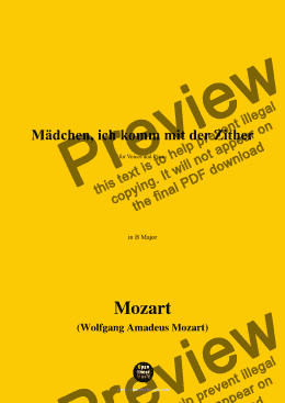 page one of W. A. Mozart-Mädchen,ich komm mit der Zither,in B Major