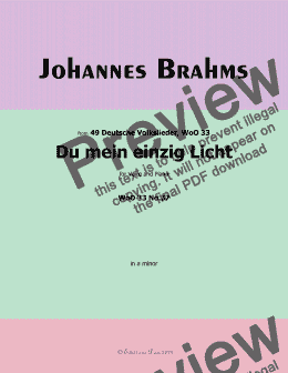 page one of Brahms-Du mein einzig Licht,WoO 33 No.37,in a minor