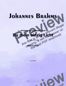 page one of Brahms-Du mein einzig Licht,WoO 33 No.37,in e minor