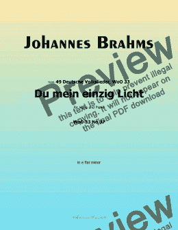 page one of Brahms-Du mein einzig Licht,WoO 33 No.37,in e flat minor