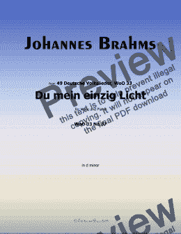 page one of Brahms-Du mein einzig Licht,WoO 33 No.37,in d minor