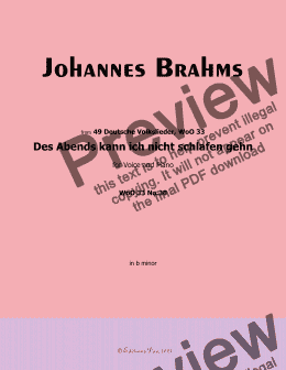 page one of Brahms-Des Abends kann ich nicht schlafen gehn,in b minor