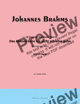 page one of Brahms-Des Abends kann ich nicht schlafen gehn,in c sharp minor