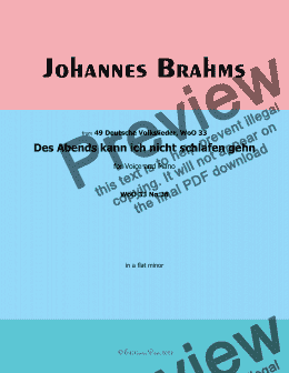 page one of Brahms-Des Abends kann ich nicht schlafen gehn,in a flat minor