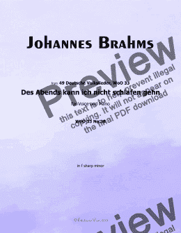 page one of Brahms-Des Abends kann ich nicht schlafen gehn,in f sharp minor