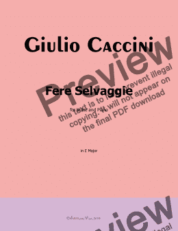 page one of G. Caccini-Fere Selvaggie,in E Major