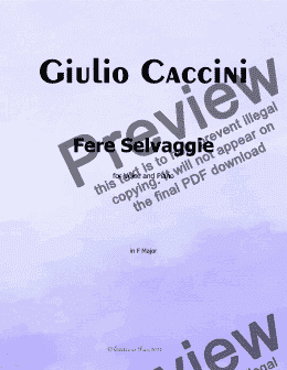 page one of G. Caccini-Fere Selvaggie,in F Major