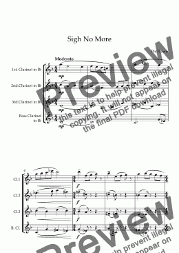 page one of Sigh No More - Clarinet Quartet