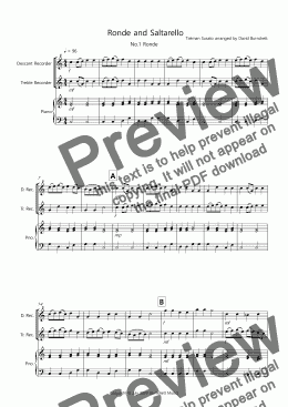 page one of Ronde and Saltarello for Descant and Treble Recorder Duet