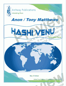 page one of Hashi Venu or "HashiVenu" (High Voice and Piano)