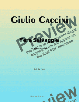 page one of G. Caccini-Fere Selvaggie,in G flat Major