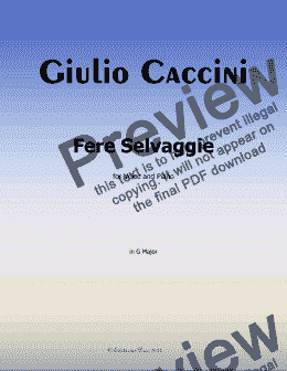 page one of G. Caccini-Fere Selvaggie,in G Major