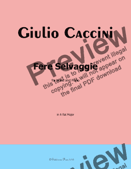 page one of G. Caccini-Fere Selvaggie,in A flat Major