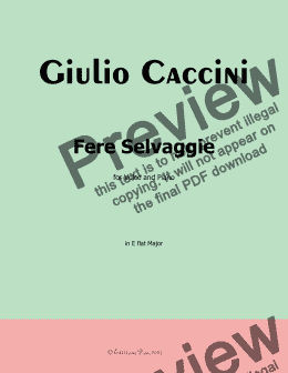 page one of G. Caccini-Fere Selvaggie,in E flat Major