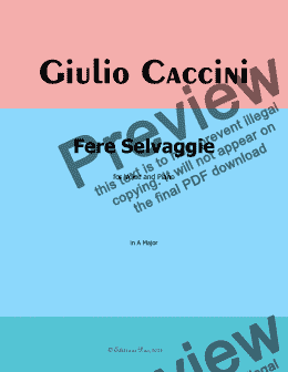 page one of G. Caccini-Fere Selvaggie,in A Major