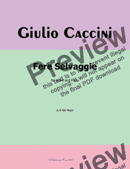 page one of G. Caccini-Fere Selvaggie,in B flat Major