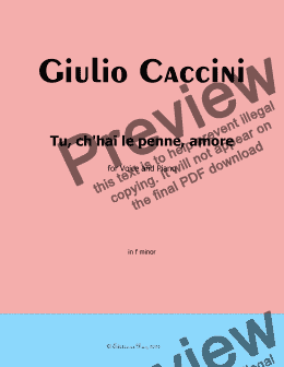 page one of G. Caccini-Tu,ch'hai le penne,Amore,in f minor