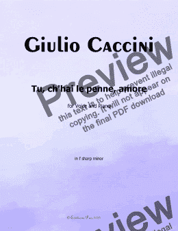 page one of G. Caccini-Tu,ch'hai le penne,Amore,in f sharp minor