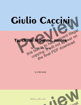 page one of G. Caccini-Tu,ch'hai le penne,Amore,in a flat minor