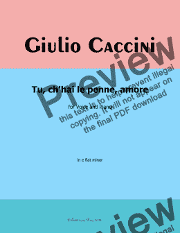 page one of G. Caccini-Tu,ch'hai le penne,Amore,in e flat minor