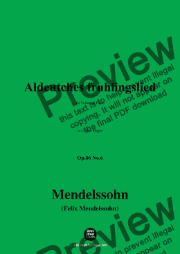 page one of F. Mendelssohn-Aldeutches fruhlingslied,Op.86 No.6,in G flat Major