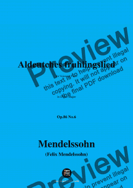 page one of F. Mendelssohn-Aldeutches fruhlingslied,Op.86 No.6,in D flat Major