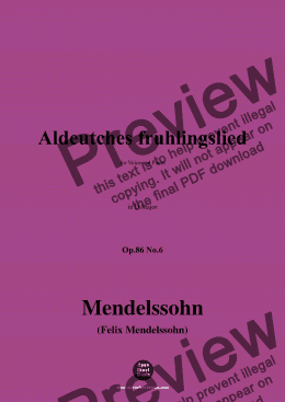 page one of F. Mendelssohn-Aldeutches fruhlingslied,Op.86 No.6,in D Major