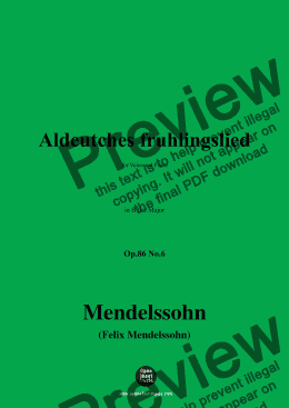 page one of F. Mendelssohn-Aldeutches fruhlingslied,Op.86 No.6,in B flat Major