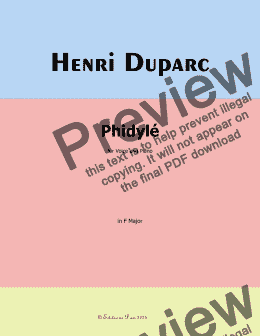 page one of Duparc-Phidylé, in F Major