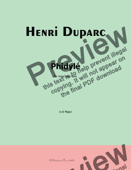 page one of Duparc-Phidylé, in E Major