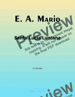 page one of E. A. Mario-Santa Lucia Luntana, in E flat Major