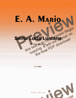 page one of E. A. Mario-Santa Lucia Luntana, in E Major