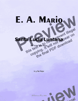 page one of E. A. Mario-Santa Lucia Luntana, in G flat Major