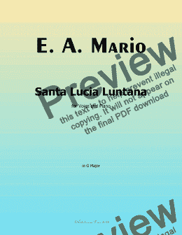 page one of E. A. Mario-Santa Lucia Luntana, in G Major