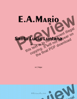 page one of E. A. Mario-Santa Lucia Luntana, in C Major