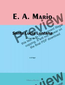 page one of E. A. Mario-Santa Lucia Luntana, in B Major