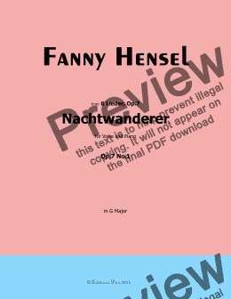 page one of Fanny Mendelssohn-Nachtwanderer,Op.7 No.1,in G Major