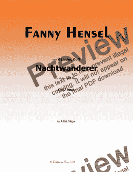 page one of Fanny Mendelssohn-Nachtwanderer,Op.7 No.1,in A flat Major