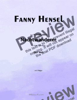 page one of Fanny Mendelssohn-Nachtwanderer,Op.7 No.1,in E Major