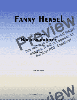 page one of Fanny Mendelssohn-Nachtwanderer,Op.7 No.1,in E flat Major