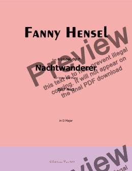 page one of Fanny Mendelssohn-Nachtwanderer,Op.7 No.1,in D Major