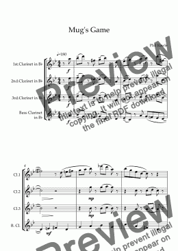 page one of Mug's Game - Clarinet Quartet