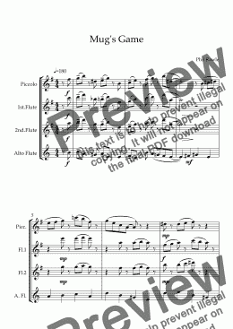 page one of Mug's Game - Flute Quartet